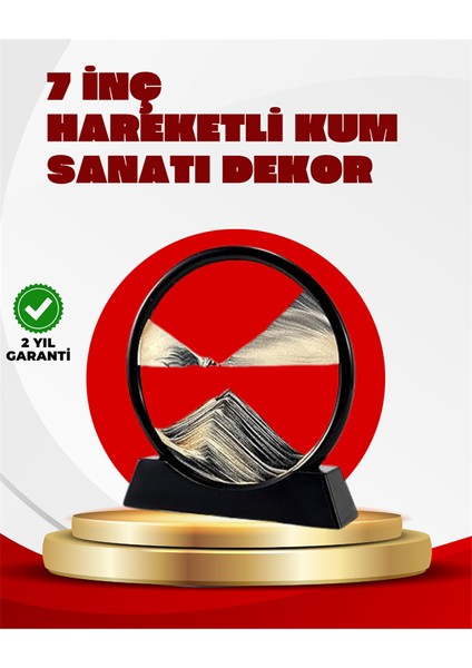 Kum Sanatı - Yuvarlak Cam Çerçeveli Hareketli Kum Resmi, Ofis ve Ev Için Etkileşimli Masaüstü Süs