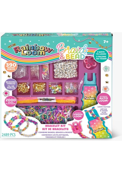 Rainbow Loom Braid & Bead Set – 2000 Lastik, 390 Boncuk, Auto Loom, Bileklik Yapım Kiti