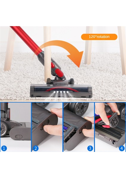 Dyson V15 V11 V10 V8 V7 Için Sert Ahşap Zemin Süpürgesi Aparatı Yedek Yumuşak Rulo Fırça Çubuğu LED Işığı (Yurt Dışından)