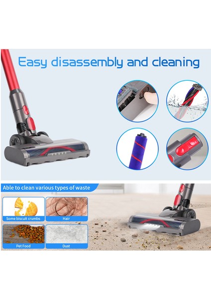 Dyson V15 V11 V10 V8 V7 Için Sert Ahşap Zemin Süpürgesi Aparatı Yedek Yumuşak Rulo Fırça Çubuğu LED Işığı (Yurt Dışından) modelleri