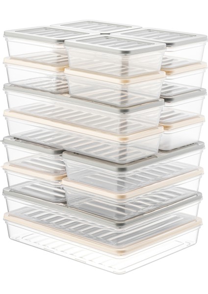 18’li Saklama Kabı Seti, Mikrodalga Uyumlu Erzak Saklama Kabı Antrasit 2x 2400ML 4X1170ML 4X1200ML 8X600ML