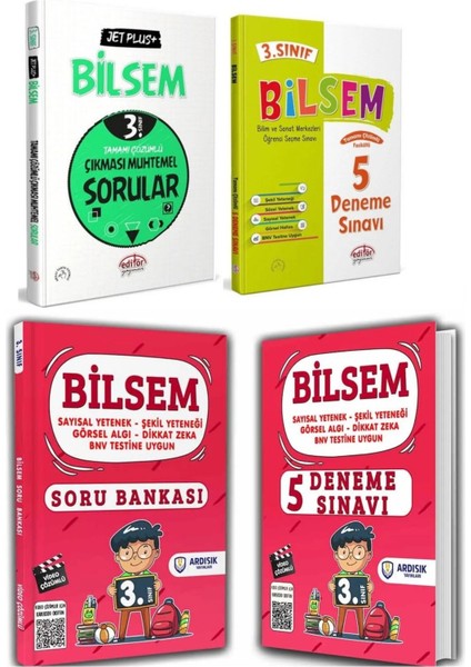 3. Sınıf Bilsem Çıkması Muhtemel Soru Bankası ve Deneme Seti 4 Kitap modelleri