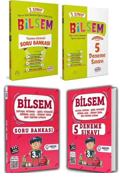 3. Sınıf Bilsem Soru Bankası ve Deneme Seti 4 Kitap