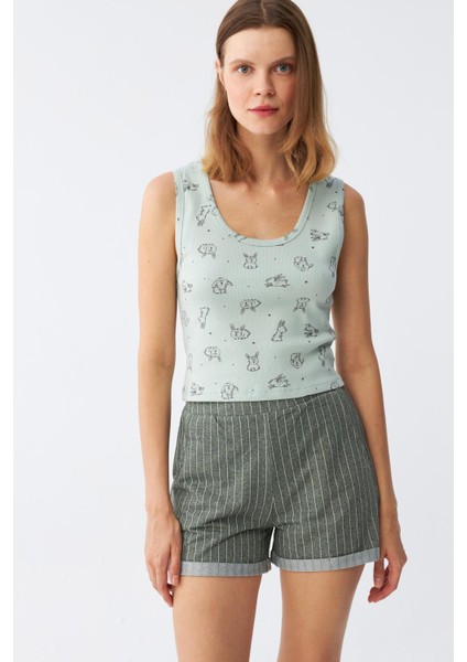 Kadın Kalın Askılı Şortlu Pijama Takım 3631 modelleri
