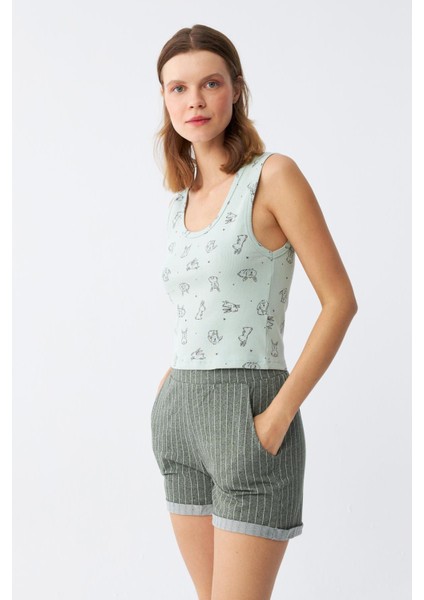 Kadın Kalın Askılı Şortlu Pijama Takım 3631 indirimleri