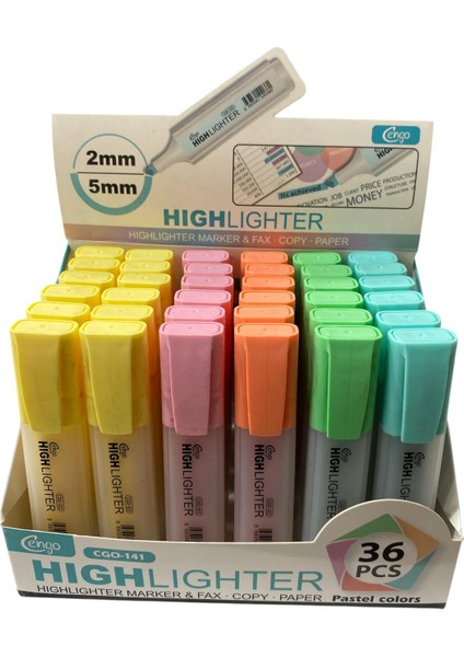 Cengo 36 Adet Hıghlıgter Pastel Fosforlu Kalem