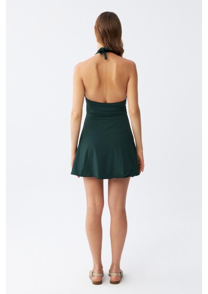 Kadın Çiçek Desenli Fiyonklu Haki Elbise Mayo indirimleri