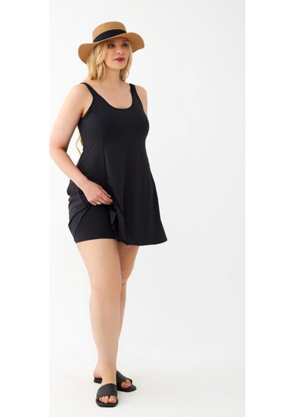 Kadın Siyah Büyük Beden Düz Elbise Mayo fiyatları