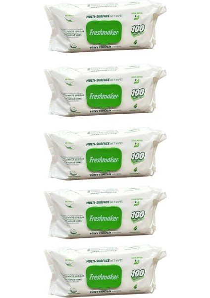 Karbonat ve Beyaz Sirke Katkılı Yüzey Temizlik Islak Havlusu - 100'LÜ 5 Paket