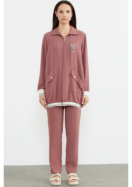 Sementa 76326 Şal Yaka Fermuarlı Krep Takım