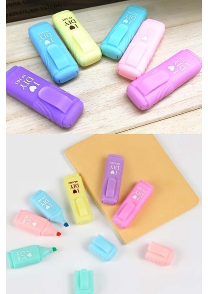 6 Renk Mini Pastel Işaretleme Kalemi modelleri