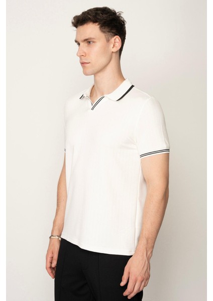 Beyaz Regular Fit Polo Yaka Erkek T-Shirt E1011 fiyatları