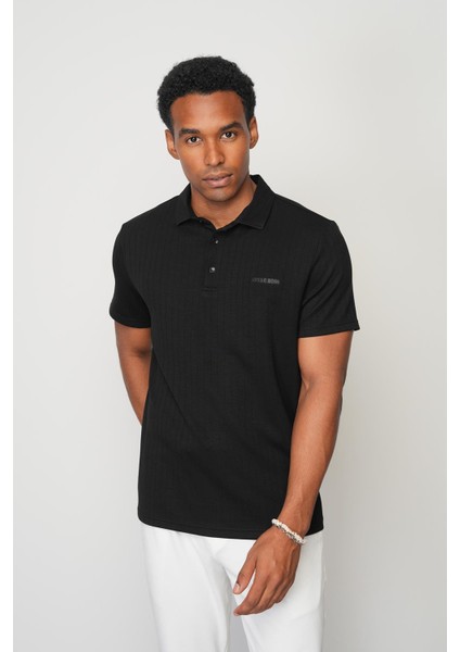 Siyah Blue Regular Fit Polo Yaka Erkek T-Shirt E1012 indirimleri