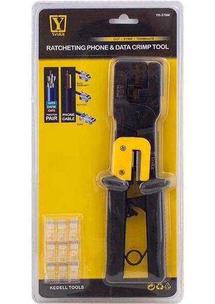 Powermaster YK-376M RJ11-RJ12-RJ22-RJ45 3'lü Soket Sıkma Pensesi fiyatları