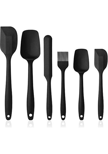Siyah Silikon Spatula Kaşık Seti 6 Parça