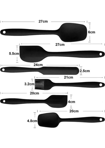Siyah Silikon Spatula Kaşık Seti 6 Parça fırsatları