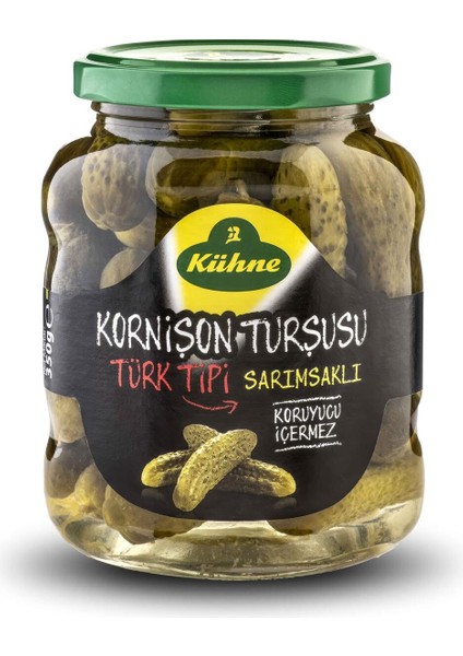 Türk Ti̇pi̇ Sarımsaklı Korni̇şon Turşu 350 gr