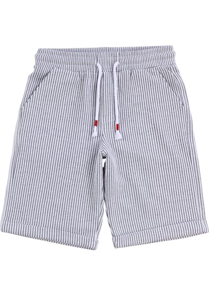 Çizgili Duble Paça Kapri Siyah