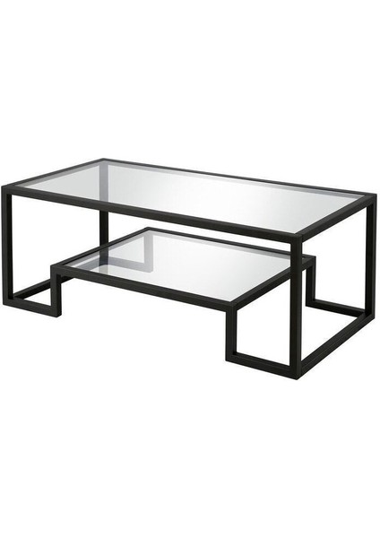 Pegged Siyah Metal Cam Orta Sehpa