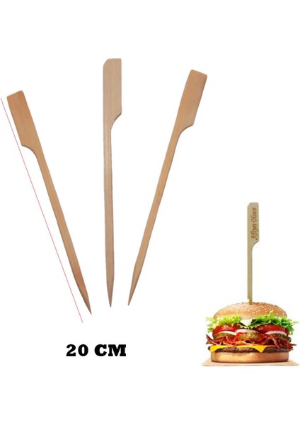 Özel Ahşap Yassı Saplı Çöp Şiş Çubuğu 20 cm (100 Adet) fiyatları