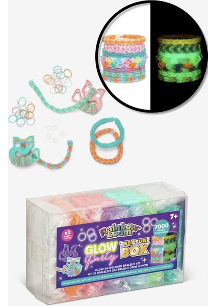 Rainbow Loom 7000 Parça Karanlıkta Parlayan Bileklik Seti - 2 Happy Loom, 150 Klips