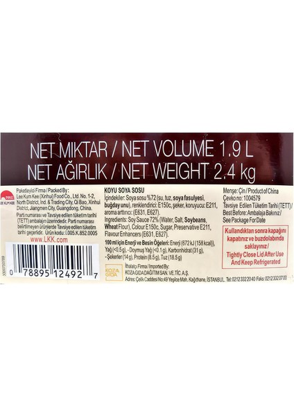 Koyu Soya Sos 1900 ml fiyatları