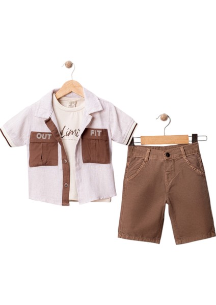 Outfıt Baskılı Gömlek 3 Lü Tkm Kahverengi