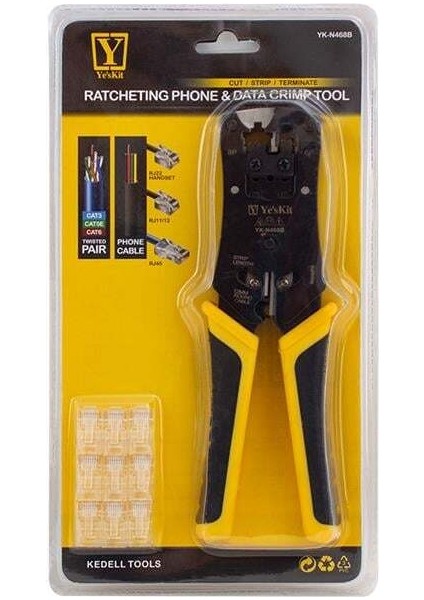 Powermaster YK-N468B RJ11-RJ12-RJ22-RJ45 Sıkma Pensesi fiyatları