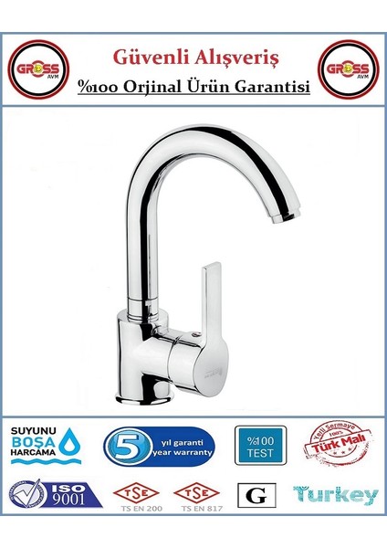 Can Mix Lavabo Bataryası - 40'lık Kartuş - 5 Yıl Garanti - Orjinal Ürün