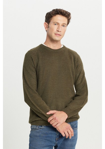 Standart Fit Normal Kesim Bisiklet Yaka Jakarlı Triko Kazak modelleri