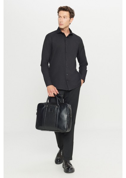 Tailored Slim Fit Dar Kesim Küçük Italyan Yaka Armürlü Oxford Gömlek fiyatları