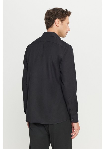 Tailored Slim Fit Dar Kesim Küçük Italyan Yaka Armürlü Oxford Gömlek indirimleri