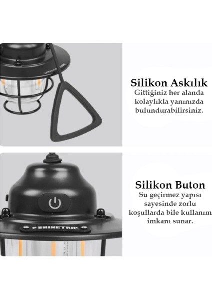 Şarjlı 3 Mod Nostaljik Sarı Işık 6 Mod Parlak Beyaz Işık Askılı Kamp Çadır Lambası Işıldak fiyatları