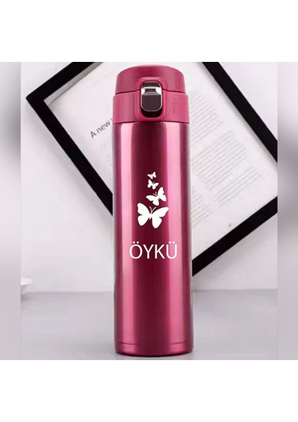 Kişiye Özel Lazer Baskılı 500ML Çelik Kelebek Baskılı Termos – Sızdırmaz, Vakumlu, Kilitli Kapak fiyatları