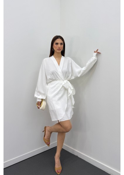 Nicky Modal Kruvaze Bağlamalı Elbise