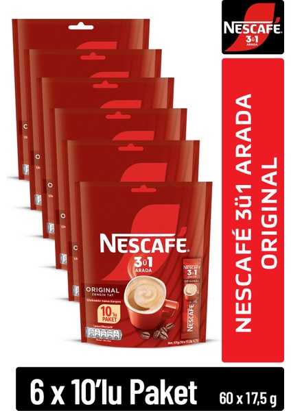 3ü1 Arada Çözünebilir Kahve 17, 5g 10'lu Paket 10X6