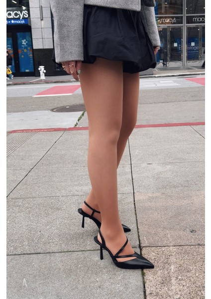Flamor Mat Deri Yüksek Topuklu Stiletto Siyah modelleri