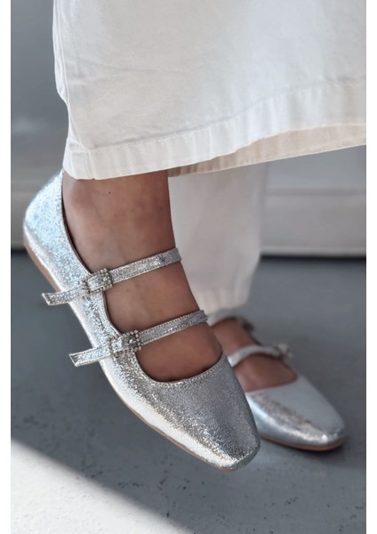 Harwor Parlak Deri Toka Detaylı Kadın Babet Gümüş fiyatları