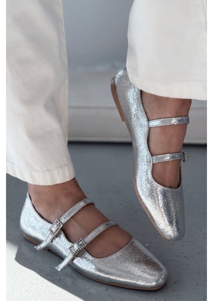 Harwor Parlak Deri Toka Detaylı Kadın Babet Gümüş fırsatları