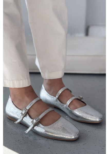 Harwor Parlak Deri Toka Detaylı Kadın Babet Gümüş indirimleri