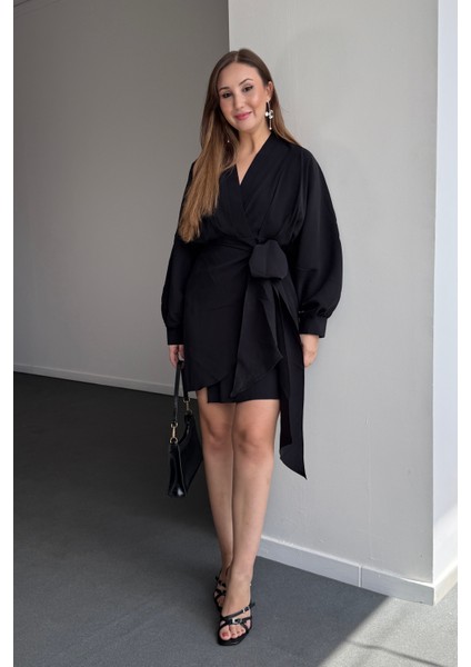 Nicky Modal Kruvaze Bağlamalı Elbise