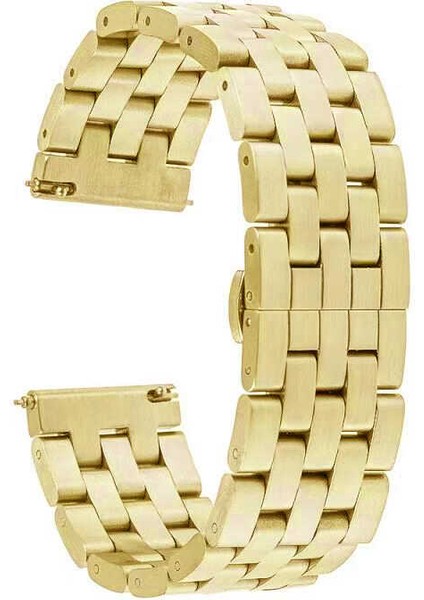 Xiaomi Watch 2 Pro Uyumlu 22MM Bakla Görünümlü Metal Kordon-20 Gold