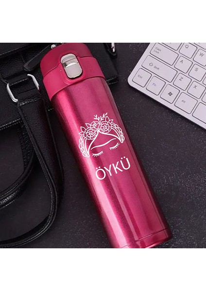 Kişiye Özel Lazer Baskılı 500ML Çelik Frida Baskılı Termos – Sızdırmaz, Vakumlu, Kilitli Kapak