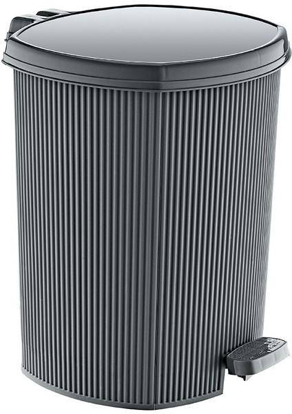 Plastik Gri Çizgi Model Pedallı Çöp Kovası 20 Lt ( Iç Kovalı )