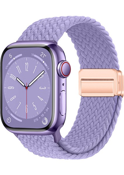 Apple Watch Se (44MM) Uyumlu Hasır Örgülü KORDON-134 Lila