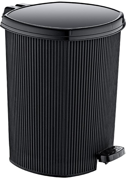 Plastik Siyah Çizgi Model Pedallı Çöp Kovası 20 Lt ( Iç Kovalı )