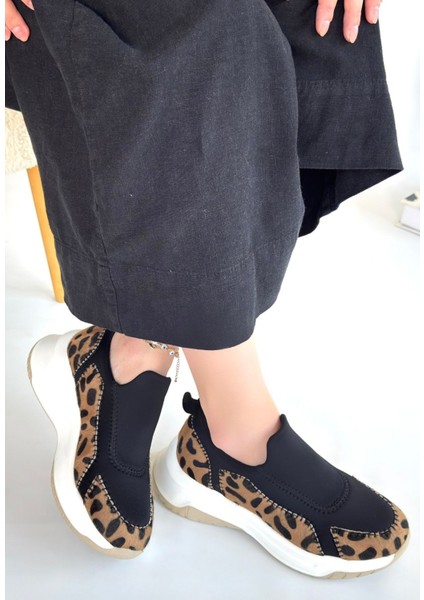 Leopar Süet Streçli Kadın Spor Ayakkabı modelleri