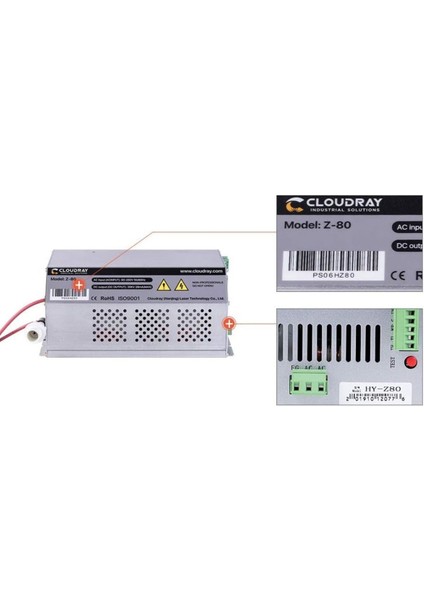 Cloudray Güç Kaynağı 80-100 W AC90-250 V LCD Ekranlı Parça Cam Boru ve Co2 Lazer Gravür Kesici Için modelleri