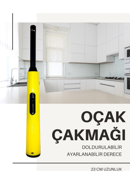 Doldurulabilir Uzun Mutfak Çakmağı Kamp Ocak Çakmağı Mangal Çakmağı Premium