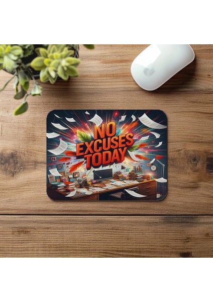 No Excuses Today Yazılı Mousepad – Bahane Yok! - 19X23 cm 2 mm Dikdörtgen Ithal Baskılı Mouse Pad fırsatları